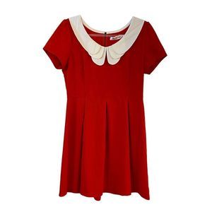 ModCloth - Sunny Girl - Red short sleeved retro dress w/layered collar